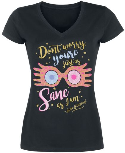 Harry Potter Don&apos;t Worry - Luna Lovegood Girls shirt zwart
