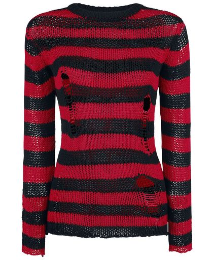 Forplay Freddy&apos;s Destroyed Stripe Sweater Girls trui zwart