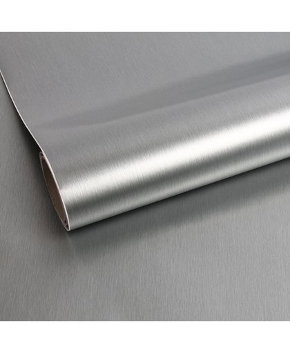 Zelfklevende Decoratiefolie - Metallic Brush Zilver (45x150 cm)