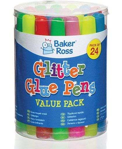 Fleurige glitterlijmpennen   Een creatief knutsel- en decoratieproduct voor kinderen (24 stuks per verpakking)