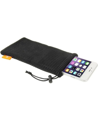 HAWEEL Nylon Mesh pouch tas met bevestigingskoord voor jouw iPhone 6 Plus / 5.5 inch mobiele telefoon, Grootte: 18.5cm x 9cm(zwart)