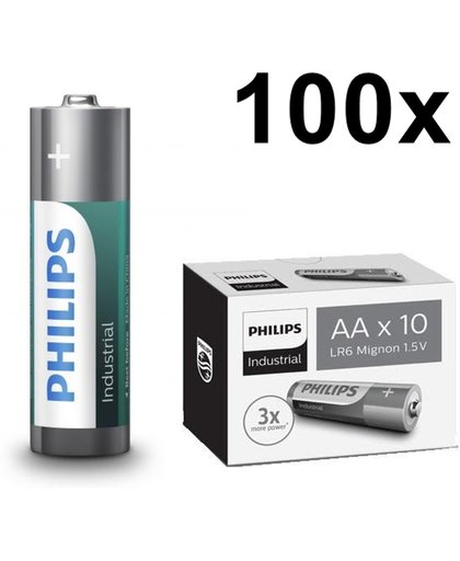 100 Stuks - AA R3 Philips Industrial Power Alkaline