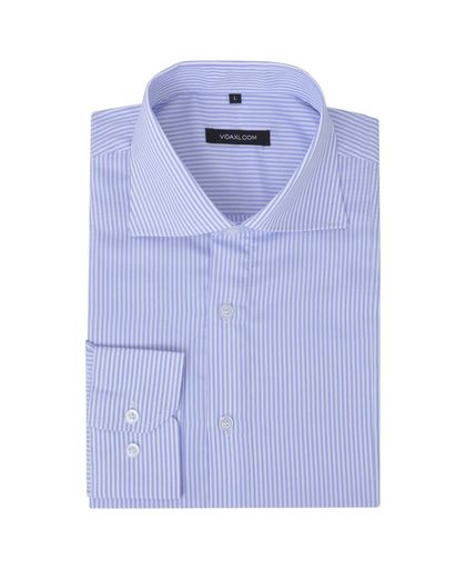 vidaXL Zakelijk overhemd heren wit en lichtblauw gestreept maat M