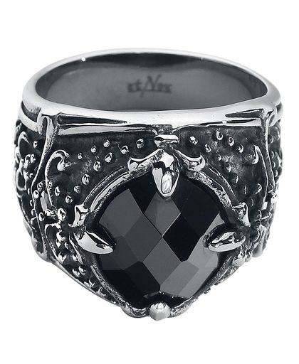 etNox hard and heavy Black Diamond Ring zwart-zilverkleurig