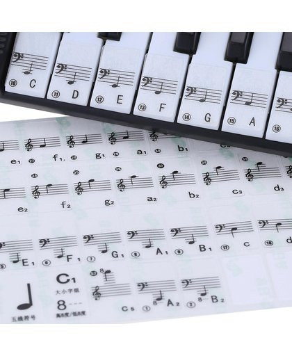 Piano/Keyboard Stickers - Eenvoudig muzieknoten leren - Geschikt voor 49, 61 en 88 toetsen