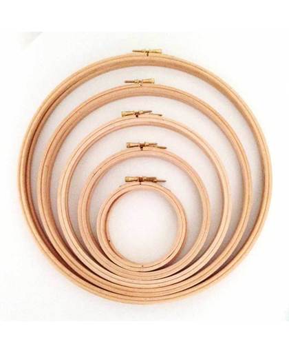 Set 10 borduurringen in verschillende maten - hoge kwaliteit berkenhouten ringen met afgeronde randen