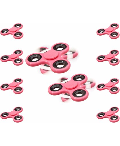 relaxdays 10 x Fidget Spinner in roze - hand spinner - 3 armen - anti-stress speeltje