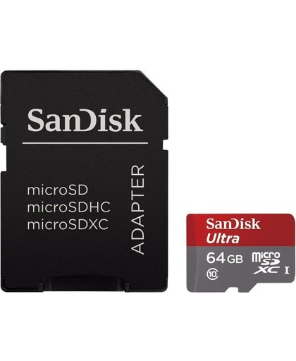 Sandisk Ultra microSD kaart 64GB met adapter