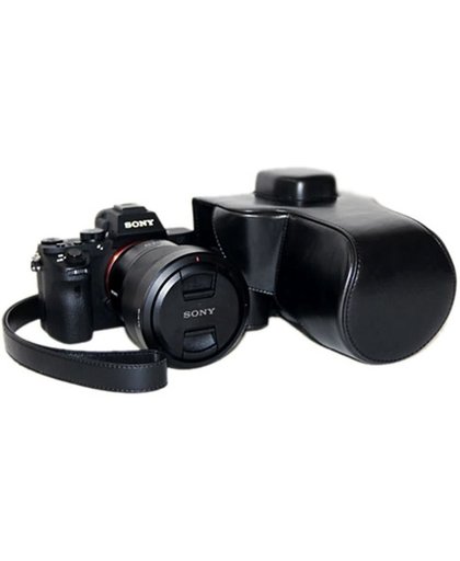 Oil Skin PU lederen Camera hoesje Bag met Strap voor Sony ILCE-7II(zwart)
