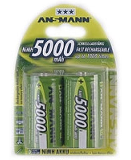 Ansmann LR20 - D - Mono 5000 mAh NiMH oplaadbare batterijen - 2 stuks