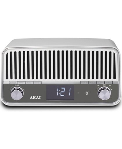 Akai APR500WE - Draadloze wekkerradio met dubbele wekfunctie  en bluetooth/ 10Watt- Wit