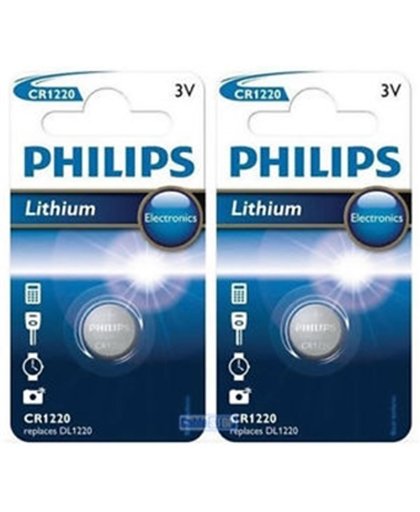 2 Stuks - Philips CR1220 3v lithium knoopcelbatterij
