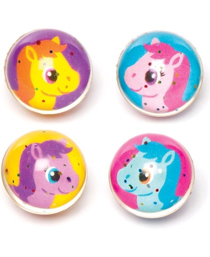 Glitterstuiterballen met een mooie pony voor kinderen – een leuk cadeautje voor uitdeelzakjes voor kinderen (8 stuks per verpakking)