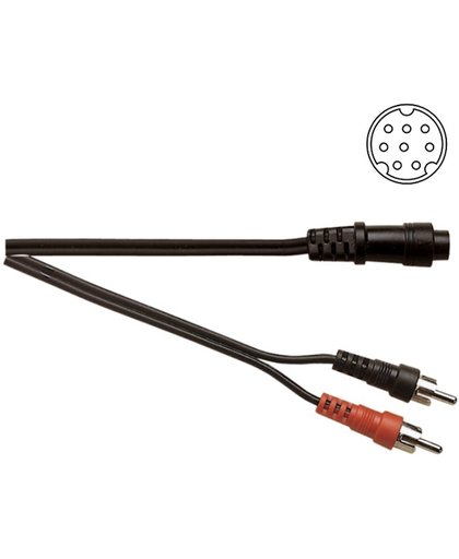 Mini DIN 8pins - Tulp stereo 2RCA kabel - 3 meter
