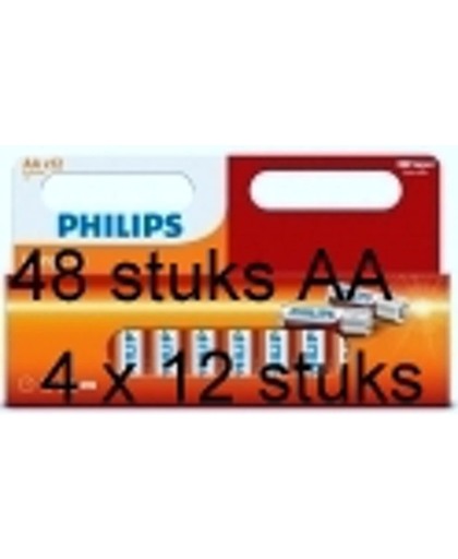 Philips batterij Longlife AA R6 12x4st