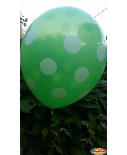Voordeelpak 100 stuks Groene ballon met witte stippen 30 cm hoge kwaliteit