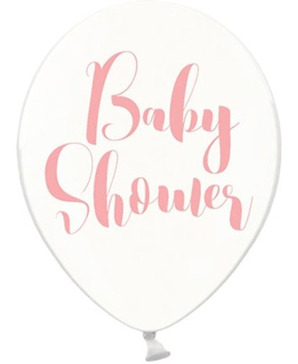 Ballonnen clear Babyshower roze 50 stuks