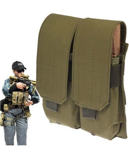 Duplex Canvas Cartridge Clips Pouch met Velcro & Quick Release Buckles(Army Green)