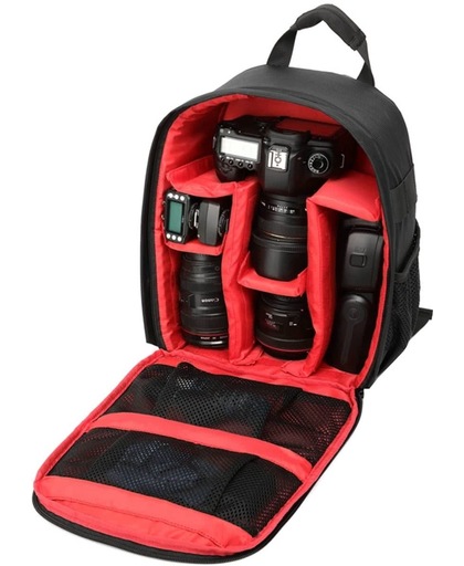 DL-B028 Portable Casual Style Waterdicht Scratch-proof Outdoor Sports Backpack SLR Camera Bag Phone Bag voor GoPro, SJCAM, Nikon, Canon, Xiaomi Xiaoyi YI, iPad, Apple, Samsung, Huawei, Size: 27.5 * 12.5 * 34 cm(rood)