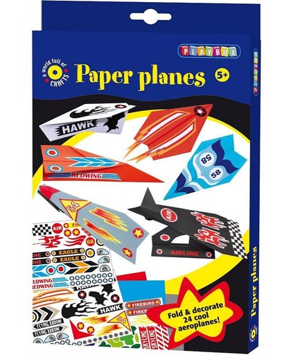 Knutselset met 24 papieren vliegtuigjes
