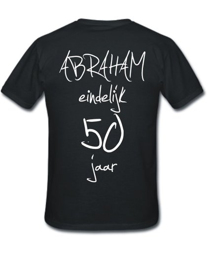 Mijncadeautje T-shirt - Abraham eindelijk 50 jaar - - unisex - Zwart (maat L)