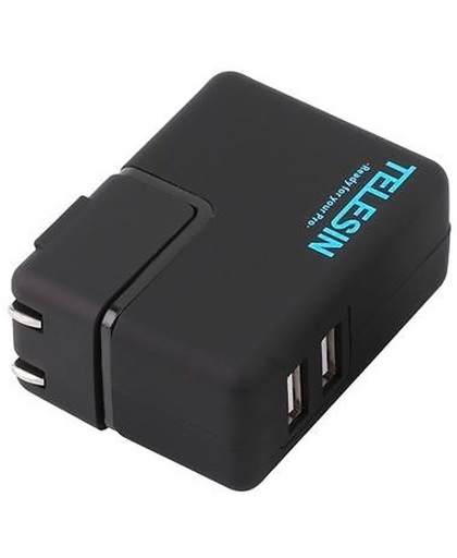 Telesin Universal Dual USB GoPro Wall Charger - Universele Dubbele USB Muur Oplader voor GoPro