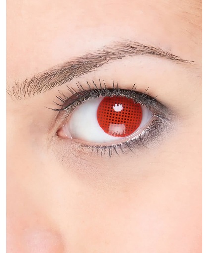 Cosmetische contactlenzen met rood raster - Schmink - One size