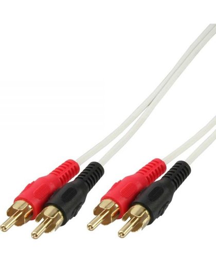 InLine witte tulp stereo 2RCA kabel met vergulde contacten - 0,50 meter