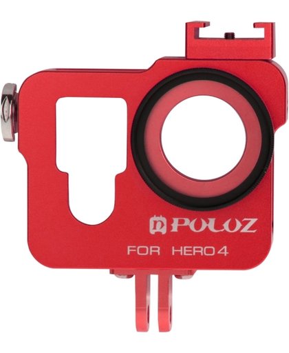PULUZ Behuizing CNC Aluminium Kooi beschermings ontmoet 37mm UV-Filter Lens & Lens Cap voor GoPro HERO4 (rood)