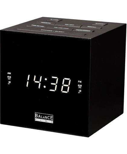 Balance Time Wekker Radio - AM/FM Radiofunctie - Met USB Aansluiting - AUX Ingang Aanwezig - Zwart