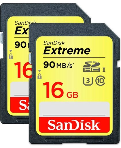 SanDisk SDHC Extreme 16GB 90MB/s CL 10 doublepack