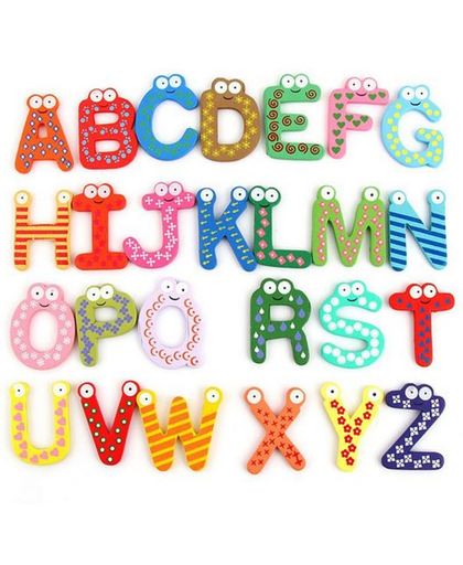 Magnetische houten letters / alfabet 26-delig
