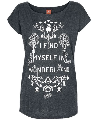 Alice in Wonderland I Find Myself In Wonderland Girls shirt grijs gemêleerd