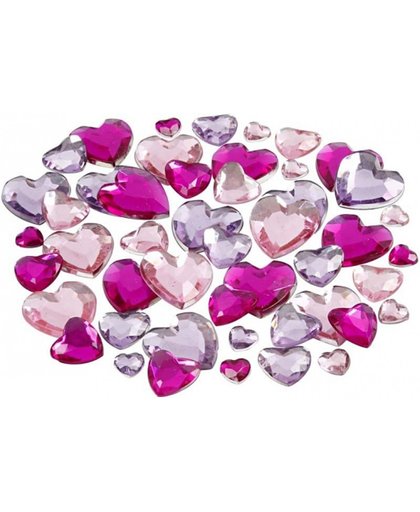 Plak diamantjes paars harten mix
