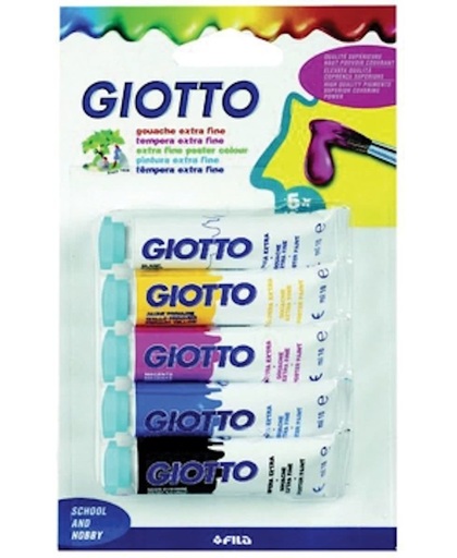 Giotto plakkaatverf Extra fijn blister van 5 primaire kleuren
