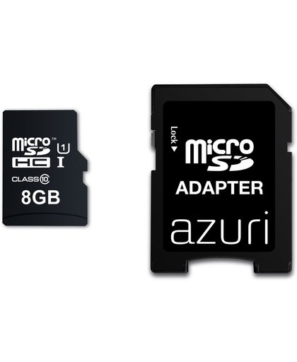 Azuri 8GB micro SDHC card class 10 - Tot en met 90MB/s met SD-adapter