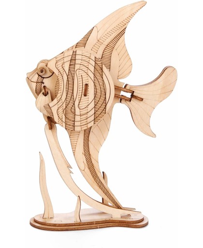 Houten 3D Puzzel Amazing Angelfish – Topkwaliteit(!) Hobby Modelbouw Technisch Speelgoed Bouwpakket Hout Zelfbouw Pakket Houtpuzzel Vis Balsahout