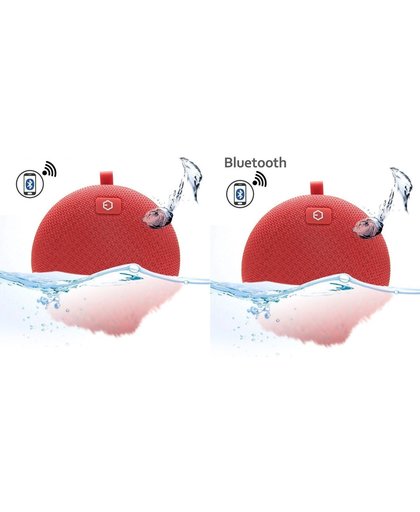 Set van 2 waterdichte Bluetooth Speakers met Stereo geluid - waterproof - Ozzie X5 - Rood - Outdoor - 5 Watt