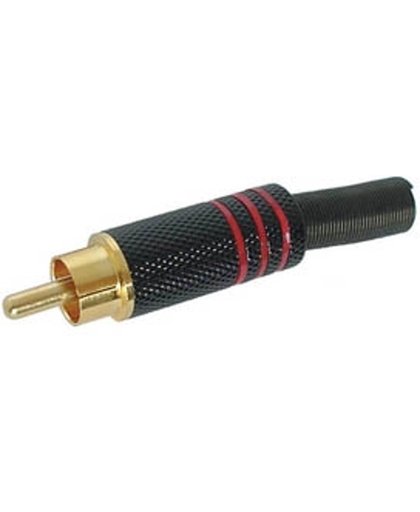 Mannelijke Rca Plug - Vergulde Stekker - Zwarte Metalen Behuizing - Rood