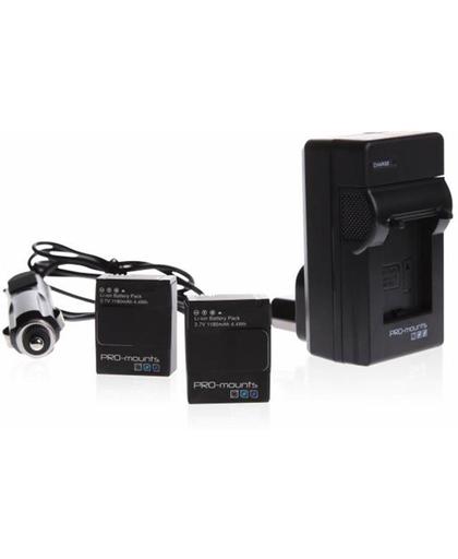 PRO-Mounts Battery Kit Lader en 2 accu's voor GoPro Hero4