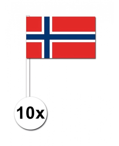 10 zwaaivlaggetjes Noorwegen 12 x 24 cm