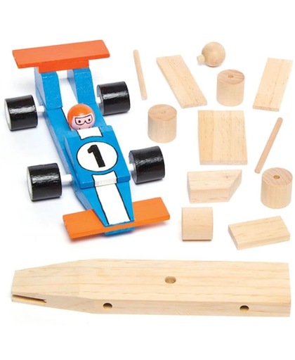Maak ontwerp je eigen sets met houten race auto - knutselspullen voor kinderen (2 stuks)