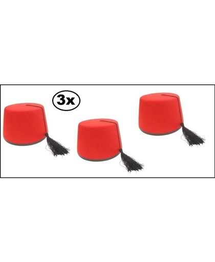 3x Fez piccolo hoed rood