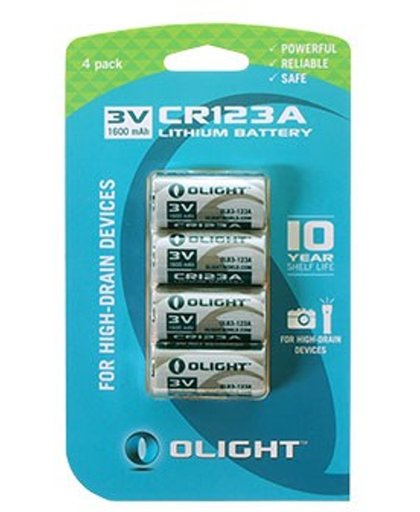 Olight CR123A Lithium batterij 3V 1600mAh 4 stuks
