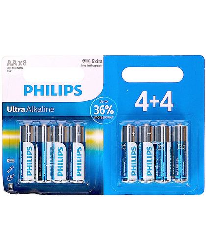 Batterij (8) LR6 / AA Philips ultra-alkalische blister LR6E8B10