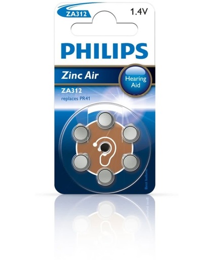Philips Minicells Batterij ZA312B6A/10 niet-oplaadbare batterij