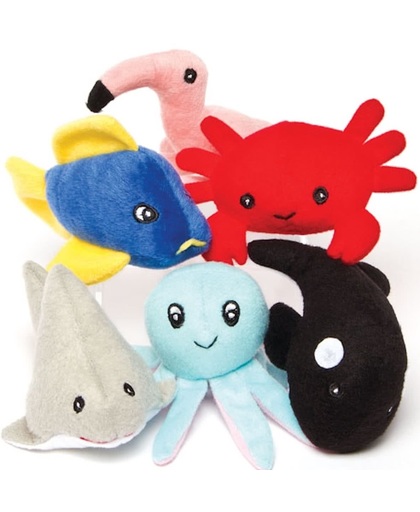 Speelgoed zeedierenvriendjes met bonen - knuffel speeltje voor kinderen ideaal om cadeau te geven (6 stuks)