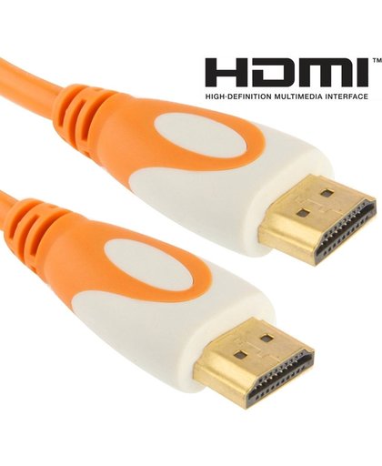 Vergulde HDMI 19 Pin naar 19 Pin HDMI kabel, 1.4 Versie, ondersteunt 3D / HD TV / XBOX 360 / PS3 / Projector / DVD speler etc, Lengte: 1.5m (Oranje)