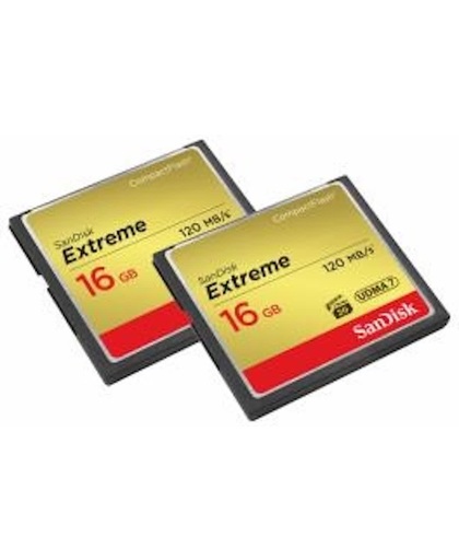 Sandisk 2 x 16GB Extreme CF 16GB CompactFlash flashgeheugen