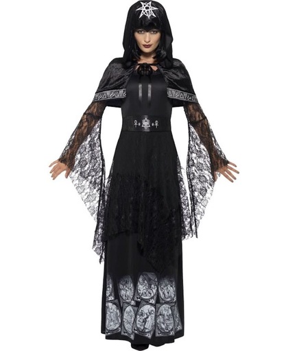 Donkere priesteres Halloween kostuum | Zwarte jurk maat L (44-46)
